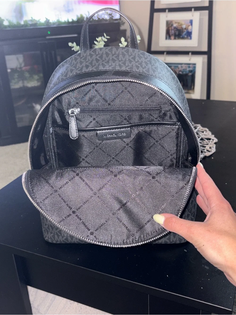 Michael Kors Black Signature Logo Backpack - Picture 3 of 8